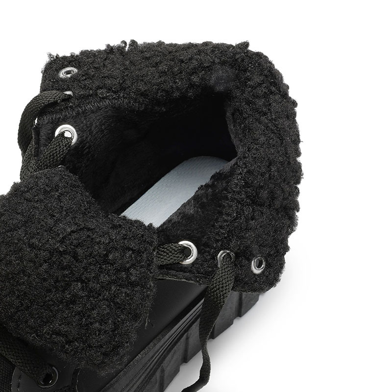 Pantofi sport pentru femei, mărime plus, negri, cu talpă groasă, cu butuc scurt, Martins, cizme din bumbac cald, pantofi sport casual