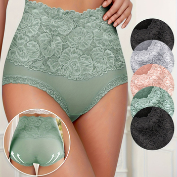 Puuvillast kõrge vöökohaga naiste aluspesu, pitsist, seksikad suured suurused, tuharate tõstmise ja kõhu kontrollimisega püksid, õmblusteta, Temu Xiyin, uus toode