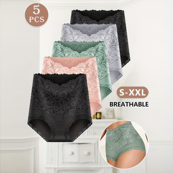 Puuvillast kõrge vöökohaga naiste aluspesu, pitsist, seksikad suured suurused, tuharate tõstmise ja kõhu kontrollimisega püksid, õmblusteta, Temu Xiyin, uus toode