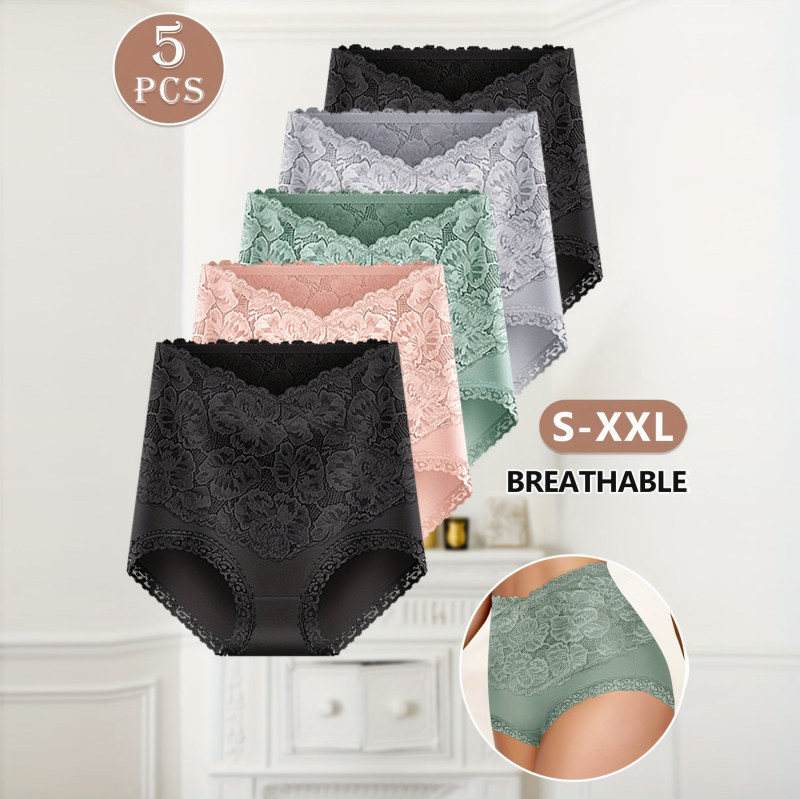Puuvillast kõrge vöökohaga naiste aluspesu, pitsist, seksikad suured suurused, tuharate tõstmise ja kõhu kontrollimisega püksid, õmblusteta, Temu Xiyin, uus toode