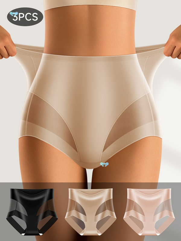 3 bucăți de chiloți cu cusături solide, sexy, confortabili, respirabili, elastici