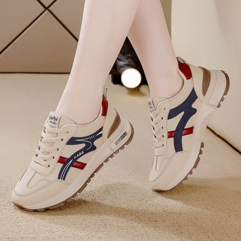 Pantofi sport Forrest Gump acoperiți cu piele de mărime mare transfrontalieră, pantofi de alergare pentru femei, primăvara 2025, pantofi albi versatili în stil coreean, casual, noi