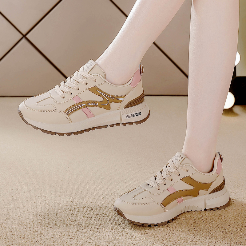Pantofi sport Forrest Gump acoperiți cu piele de mărime mare transfrontalieră, pantofi de alergare pentru femei, primăvara 2025, pantofi albi versatili în stil coreean, casual, noi