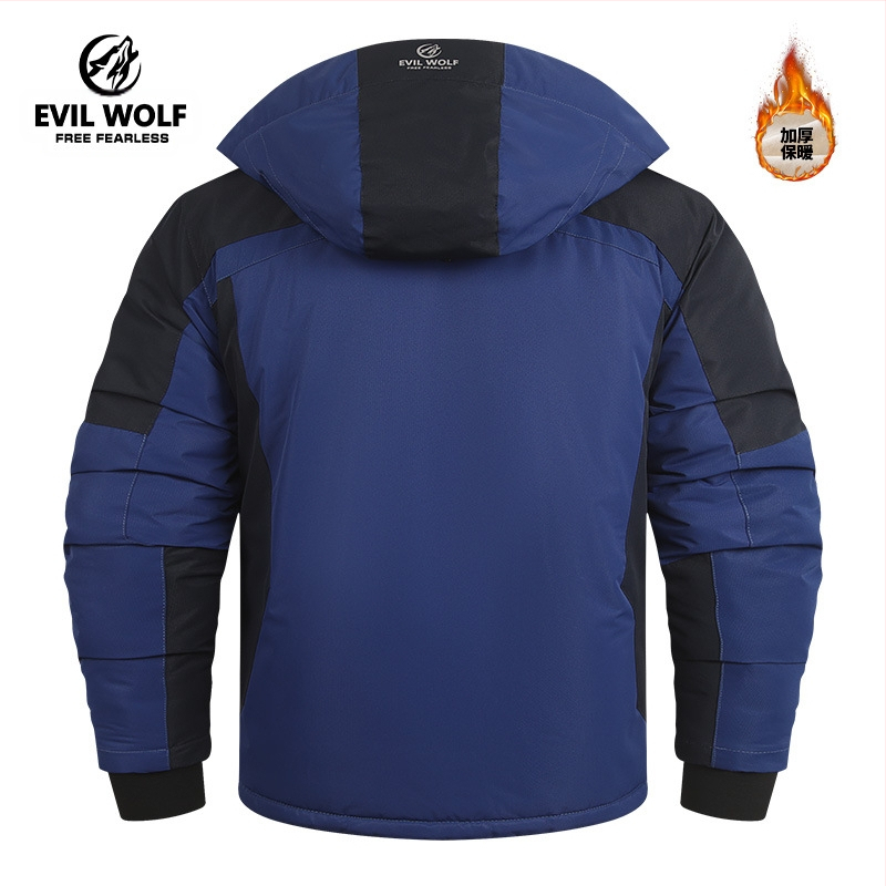 Нов мъжки ежедневен удебелен ски костюм, мъжка топла шапка, сваляща се памучна костюм за външна употреба, удебелен планински костюм