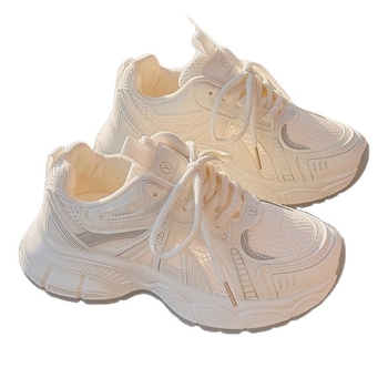 Παπούτσια μπαμπά με χοντρή σόλα για γυναίκες 2025 Καλοκαίρι Νέο Στυλ Φοιτητών με φαρδύ παντελόνι Λευκά Παπούτσια Γυναικεία Παπούτσια από Διχτυωτό Υλικό