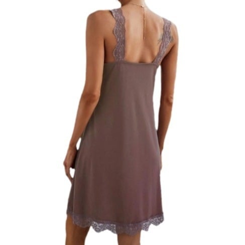 Cămașă de noapte pentru femei, din raion, de culoare pură, din dantelă, elastică, cu bretele, personalizată, en-gros transfrontalieră, primăvară și vară 2024