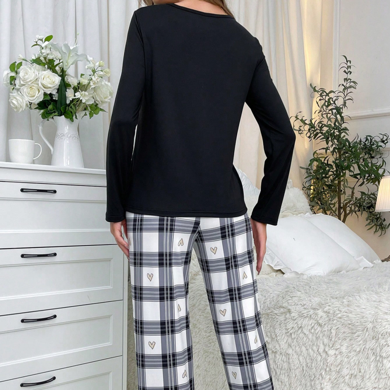 Pijamale transfrontaliere, comerț exterior, toamnă, haine europene și americane pentru casă, Love Angel, cu mânecă lungă, pantaloni, set din două piese