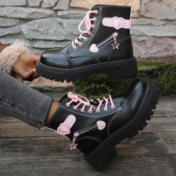 Moteriški storapadžiai retro stiliaus „Love Martin“ aulinukai, skirti įvairiems atspalviams, patogūs ir plataus dydžio moteriški aulinukai 2024 m. rudeniui ir žiemai.