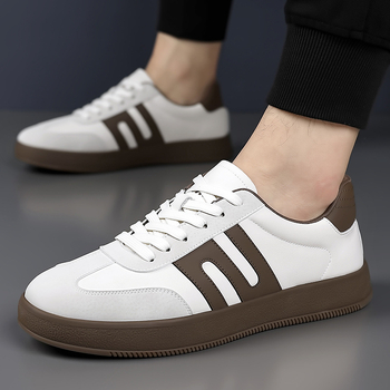 Pantofi sport din piele naturală pentru bărbați, pantofi sport casual din piele, respirabili, albi, la modă, pentru bărbați