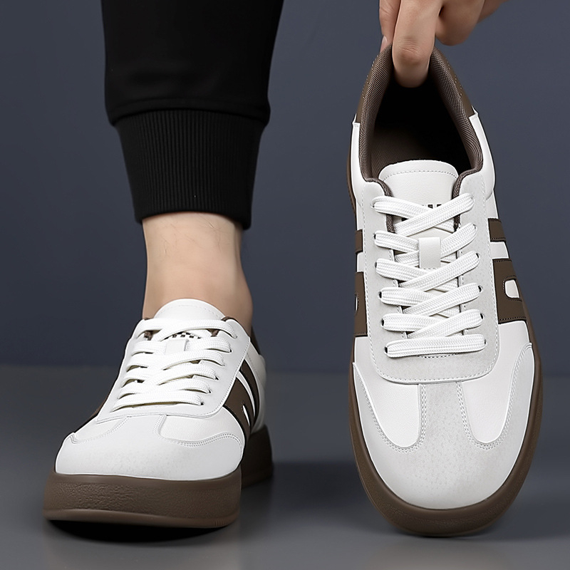 Pantofi sport din piele naturală pentru bărbați, pantofi sport casual din piele, respirabili, albi, la modă, pentru bărbați