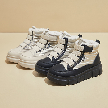 Pantofi sport casual cu talpă groasă pentru studente, stil coreean de iarnă 2024, căptușiți cu fleece, albi, XT161