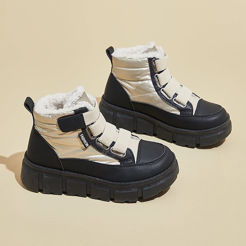 Pantofi sport casual cu talpă groasă pentru studente, stil coreean de iarnă 2024, căptușiți cu fleece, albi, XT161