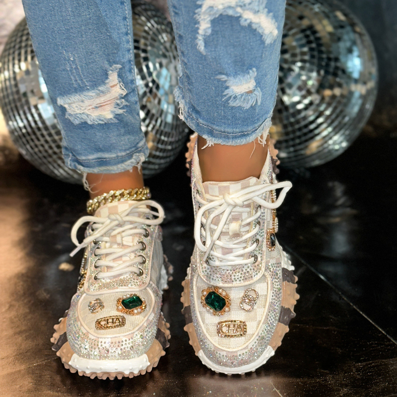 Pantofi sport pentru femei cu diamante, stil modern, primăvară și toamnă nouă, design de nișă respirabil, pantofi sport casual pentru vară