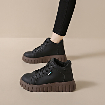 Jesen 2024. Nove gležnjače, bijele cipele u korejskom stilu za učenice, debeli potplat, visoke ležerne cipele, kožne cipele, Martin čizme