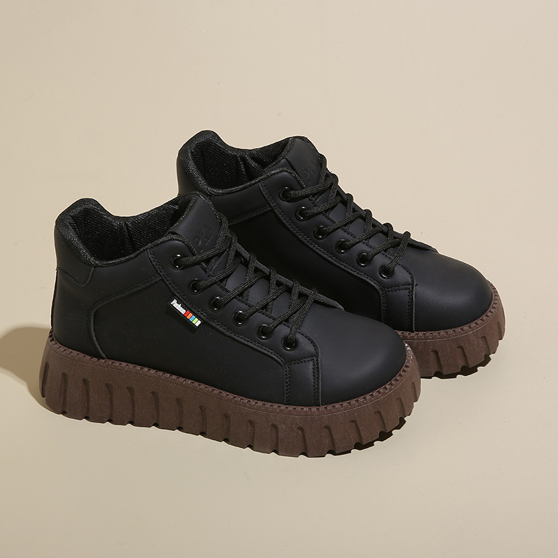 Jesen 2024. Nove gležnjače, bijele cipele u korejskom stilu za učenice, debeli potplat, visoke ležerne cipele, kožne cipele, Martin čizme