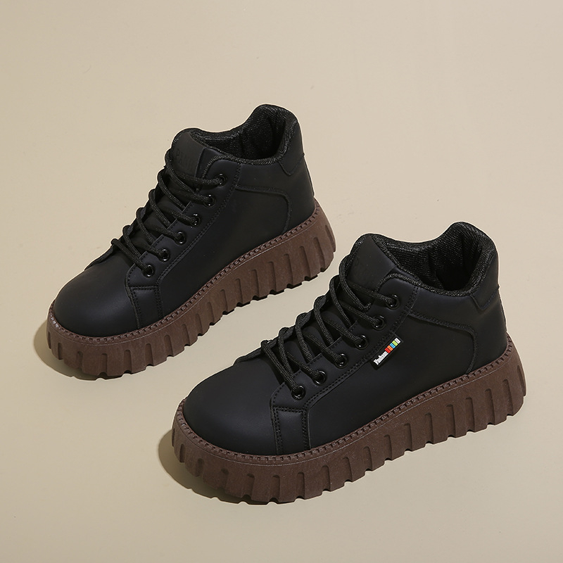 Jesen 2024. Nove gležnjače, bijele cipele u korejskom stilu za učenice, debeli potplat, visoke ležerne cipele, kožne cipele, Martin čizme