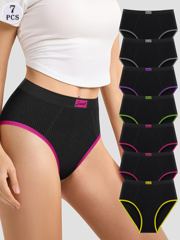 2025. aasta piiriülene uus Euroopa ja Ameerika 7-osaline värvitoonides õmblusteta aluspesu, ülihingav ja piiriülene otsetarne.