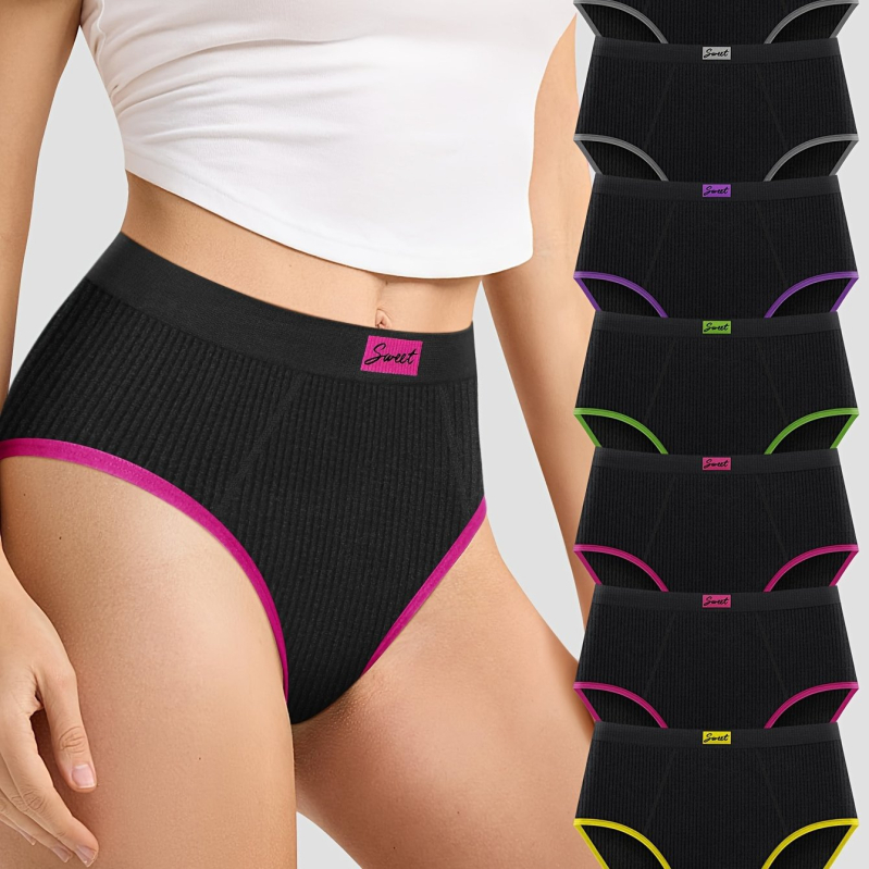 2025. aasta piiriülene uus Euroopa ja Ameerika 7-osaline värvitoonides õmblusteta aluspesu, ülihingav ja piiriülene otsetarne.