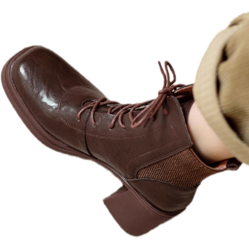 Închideți ochii în modă, moale, groasă, cu fund scurt, butoi Martins, toamna și iarna, noi, toc gros, toc înalt, cap rotund, elegante, cizme scurte pentru femei, all-match