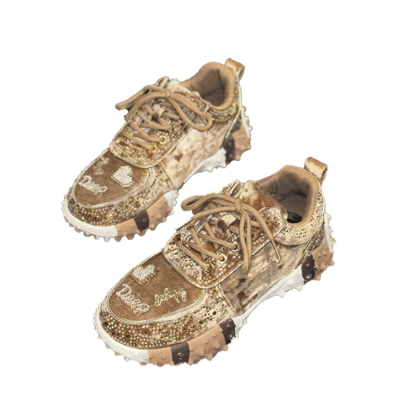 Sieviešu jaunā tēta apavi Ins Fashion Rhinestone sporta ikdienas apavi Pārrobežu ārējā tirdzniecība Durian zole ar dimantiem inkrustēti sieviešu apavi