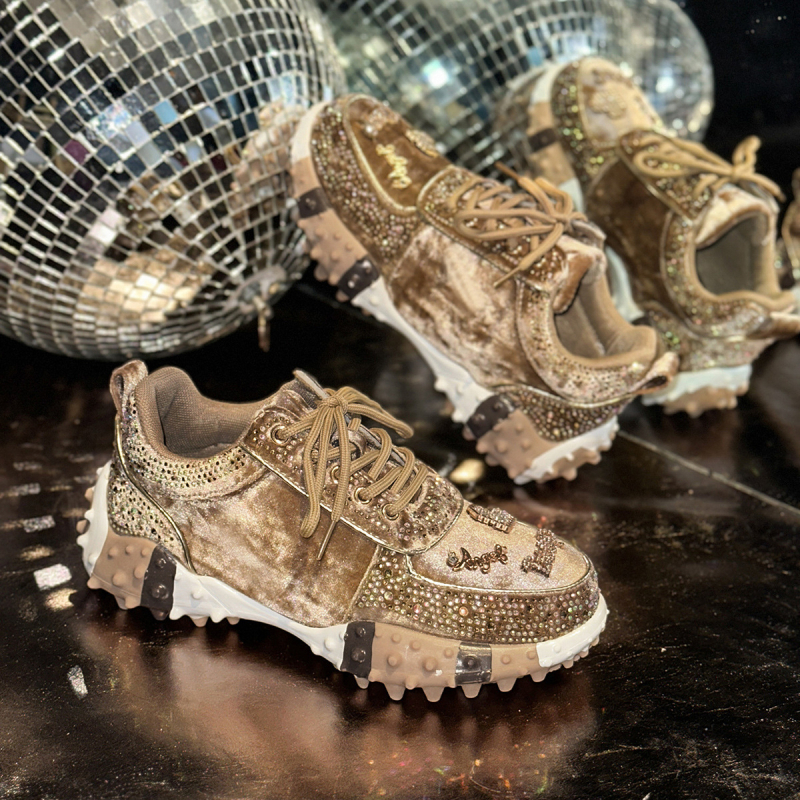 Sieviešu jaunā tēta apavi Ins Fashion Rhinestone sporta ikdienas apavi Pārrobežu ārējā tirdzniecība Durian zole ar dimantiem inkrustēti sieviešu apavi