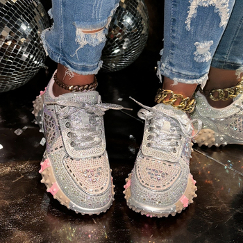 Pantofi sport pentru femei din Europa, pantofi Durian, la modă, 23 de vară, respirabili, din tifon, cu strasuri, pentru industrie grea, pantofi Torre