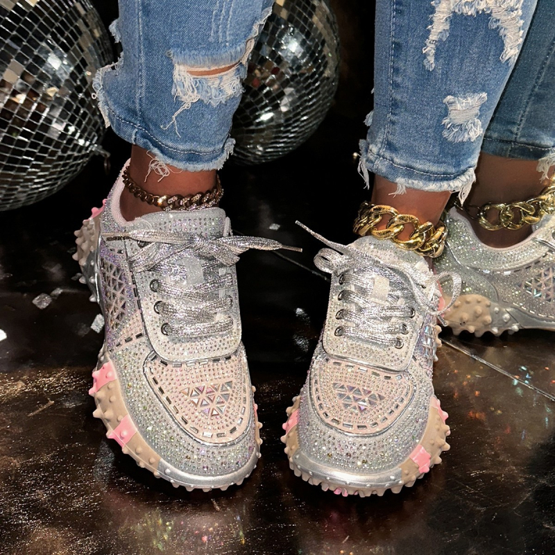 Pantofi sport pentru femei din Europa, pantofi Durian, la modă, 23 de vară, respirabili, din tifon, cu strasuri, pentru industrie grea, pantofi Torre