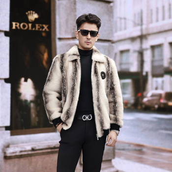 Vyriški audinės viršutiniai drabužiai iš tigro rašto, tikros audinės, trumpi audinės kailio viršutiniai drabužiai, 2025 m. žiemos, naujas gamintojas.