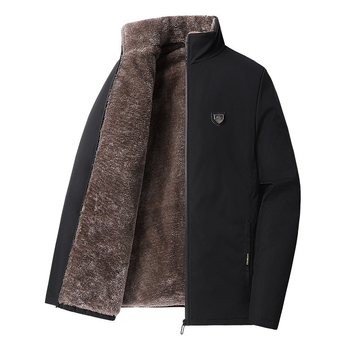 Jachetă de iarnă pentru bărbați, căptușită cu fleece, îngroșată, din fleece de miel, extrem de rece și caldă, pentru tați de vârstă mijlocie și vârstnici, de dimensiuni mari din bumbac