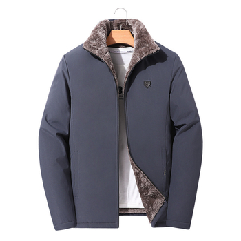 Jachetă de iarnă pentru bărbați, căptușită cu fleece, îngroșată, din fleece de miel, extrem de rece și caldă, pentru tați de vârstă mijlocie și vârstnici, de dimensiuni mari din bumbac