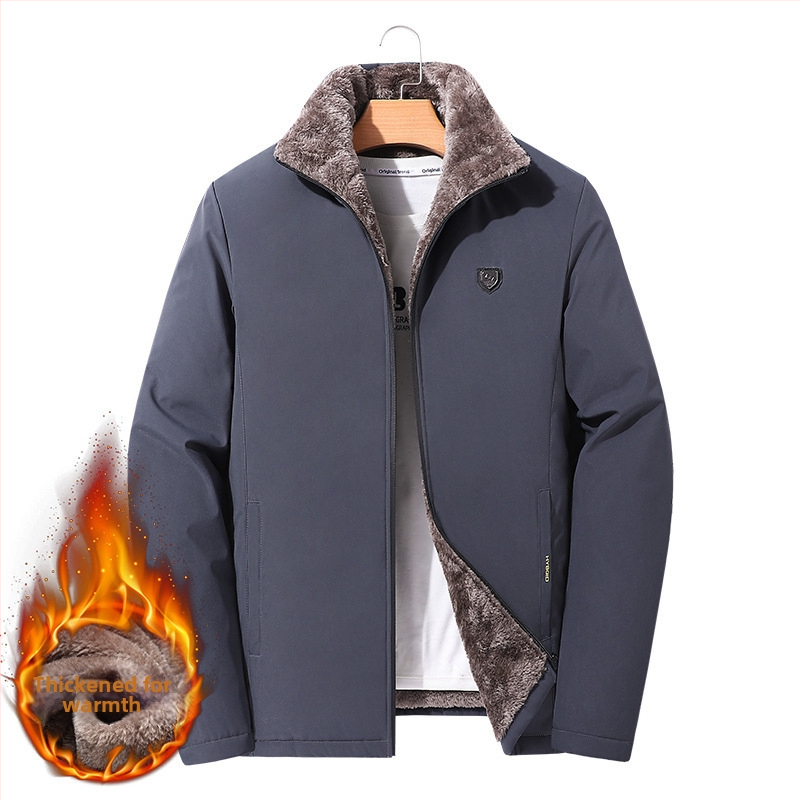 Jachetă de iarnă pentru bărbați, căptușită cu fleece, îngroșată, din fleece de miel, extrem de rece și caldă, pentru tați de vârstă mijlocie și vârstnici, de dimensiuni mari din bumbac