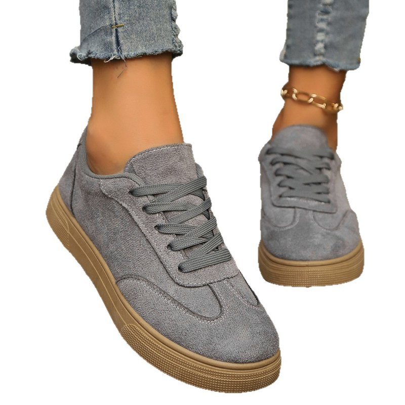 Pantofi sport de dimensiuni mari pentru comerț exterior 2025, pantofi eleganti cu vârf rotund pentru femei, pantofi sport casual cu dantelă albă, en-gros