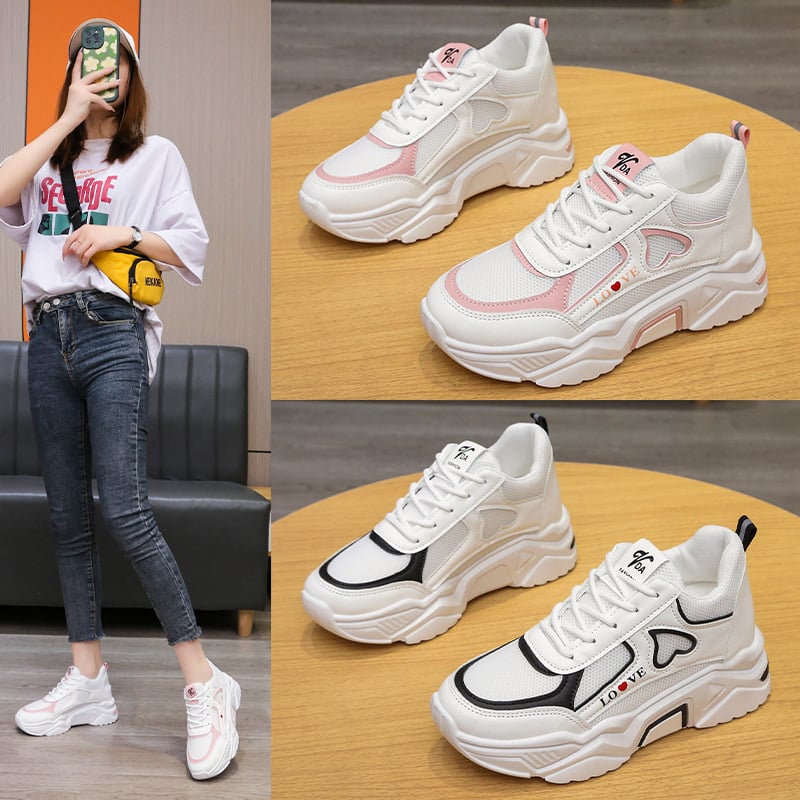 Pantofi sport Love Daddy pentru femei, primăvara 2020, cu toc plat, înălțime ascunsă, pantofi sport casual cu platformă, antiderapanți, pentru celebrități de internet