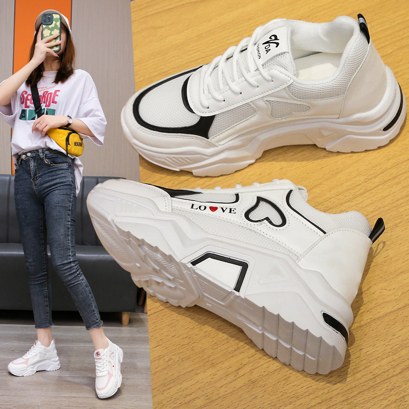 Pantofi sport Love Daddy pentru femei, primăvara 2020, cu toc plat, înălțime ascunsă, pantofi sport casual cu platformă, antiderapanți, pentru celebrități de internet