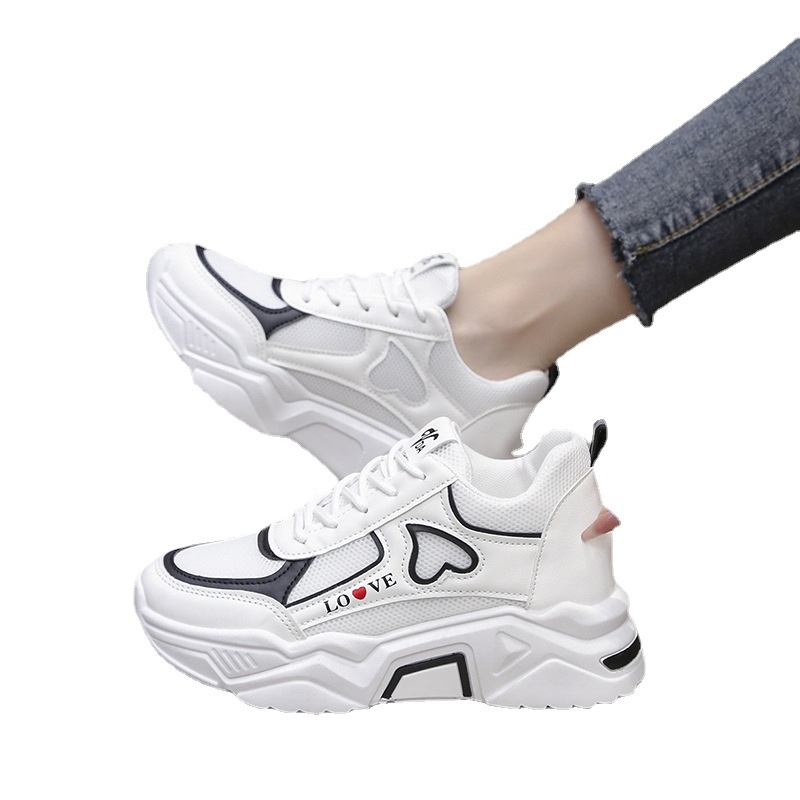 Pantofi sport Love Daddy pentru femei, primăvara 2020, cu toc plat, înălțime ascunsă, pantofi sport casual cu platformă, antiderapanți, pentru celebrități de internet