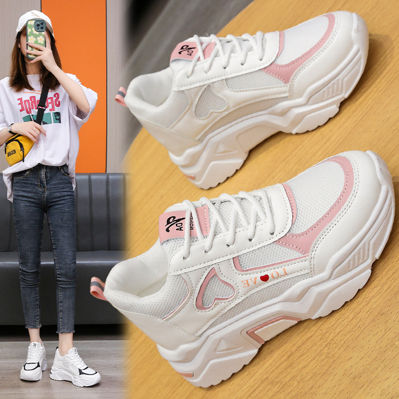 Pantofi sport Love Daddy pentru femei, primăvara 2020, cu toc plat, înălțime ascunsă, pantofi sport casual cu platformă, antiderapanți, pentru celebrități de internet