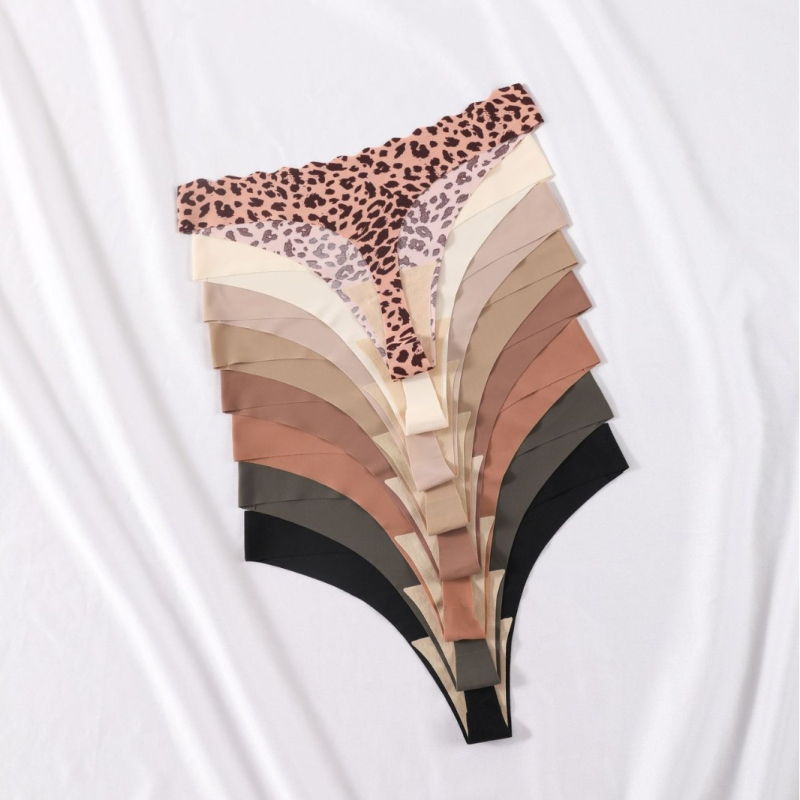 Εσώρουχα από μετάξι με τυπωμένο G-string, σετ 8 τεμαχίων, με διαφανές περίγραμμα, από ευρωπαϊκά και αμερικανικά σχέδια, μονόχρωμα, αθλητικά, σέξι και άνετα, αναπνεύσιμα, με τυπωμένα σχέδια.