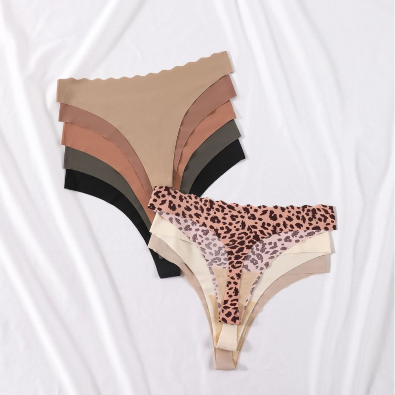 Εσώρουχα από μετάξι με τυπωμένο G-string, σετ 8 τεμαχίων, με διαφανές περίγραμμα, από ευρωπαϊκά και αμερικανικά σχέδια, μονόχρωμα, αθλητικά, σέξι και άνετα, αναπνεύσιμα, με τυπωμένα σχέδια.