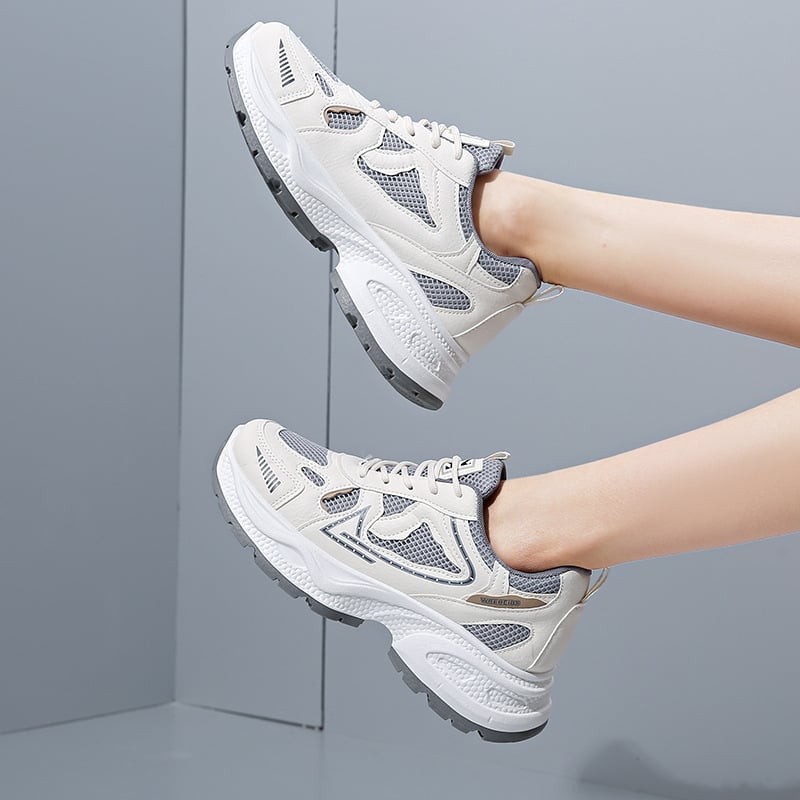 Pantofi sport casual pentru femei, cu talpă groasă, versatil, din plasă, respirabil, pentru creșterea înălțimii, de primăvară 2025