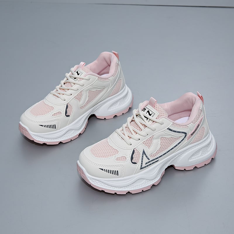 Pantofi sport casual pentru femei, cu talpă groasă, versatil, din plasă, respirabil, pentru creșterea înălțimii, de primăvară 2025