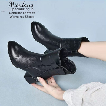 Ghete de damă în stil britanic 2023 toamna și iarna cu vârful ascuțit până la jumătatea gambei, fermoar lateral, toc gros, cizme Martin pentru femei cu fundă, en-gros