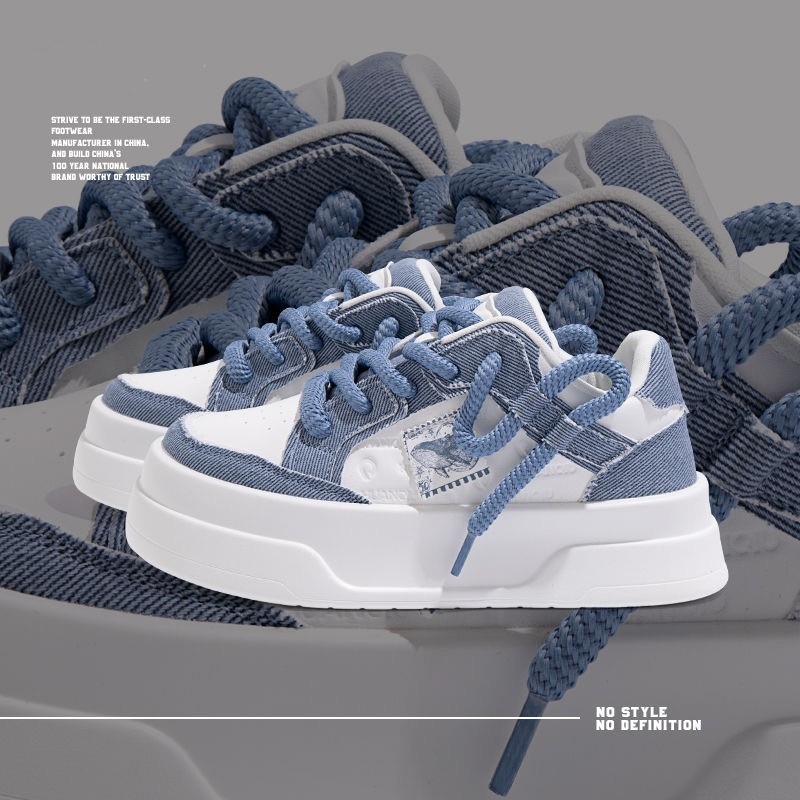 Universal Denim Μπλε Αθλητικά Παπούτσια για Γυναίκες 2025 Καλοκαιρινά Νέα Μόδα Γυναικεία Παπούτσια Πρωτότυπα Χοντρή Σόλα που Ενισχύει Ευέλικτα Λευκά Παπούτσια