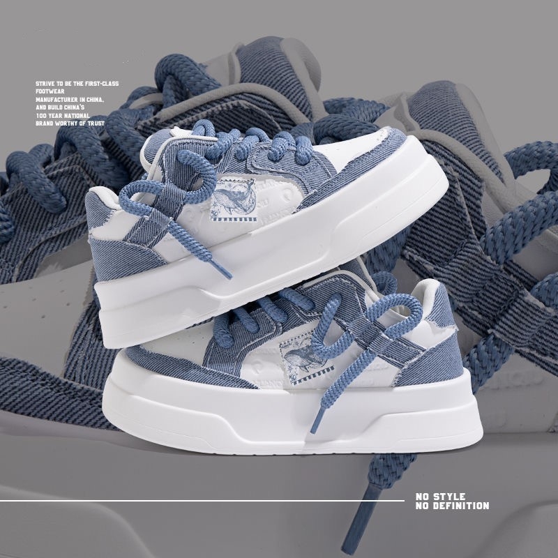 Universal Denim Μπλε Αθλητικά Παπούτσια για Γυναίκες 2025 Καλοκαιρινά Νέα Μόδα Γυναικεία Παπούτσια Πρωτότυπα Χοντρή Σόλα που Ενισχύει Ευέλικτα Λευκά Παπούτσια