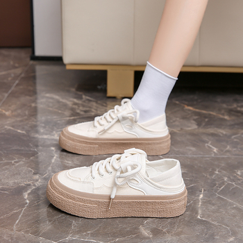 Φθινοπωρινά Νέα Δύο Λευκά Παπούτσια Γυναικεία 2024 με Πλατφόρμα, Αναπνέοντα, Casual Παπούτσια Γυναικεία Παντόφλες Baotou, Γυναικεία Παπούτσια