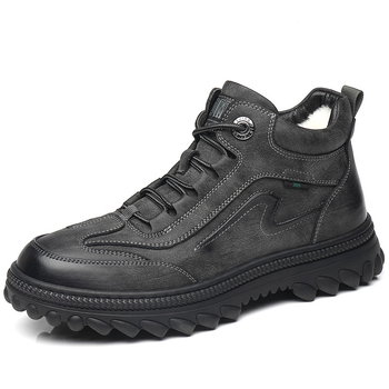 Pantofi de iarnă din piele naturală, lână și bumbac, stil nou, pantofi de înaltă calitate, blană integrată anti-alunecare, pantofi de iarnă pentru bărbați, pantofi de agrement în aer liber, impermeabili din bumbac, stil nou