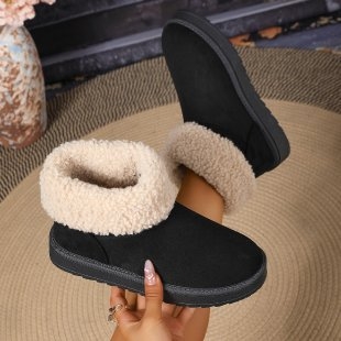 Cizme de zăpadă plate și înghețate pentru femei, transfrontaliere, toamnă și iarnă, 2025, plus catifea, îngroșate, antiderapante, calde, scurte, en-gros