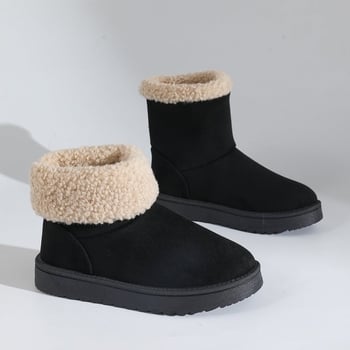 Cizme de zăpadă plate și înghețate pentru femei, transfrontaliere, toamnă și iarnă, 2025, plus catifea, îngroșate, antiderapante, calde, scurte, en-gros