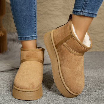 Χειμερινές νέες μπότες χιονιού με φαρδιά δάχτυλα και χοντρές σόλες για το 2025, βελούδινη επένδυση, παπούτσια από παχύ βαμβάκι για γυναίκες, ζεστές κοντές μπότες για τα βορειοανατολικά