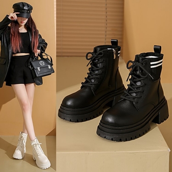 Cizme Martin plus size pentru femei, toamna și iarna, cu fund gros, albe, all-match, cizme britanice, cu explozii mici, cizme scurte, Maillard, cizme de toamnă timpurie