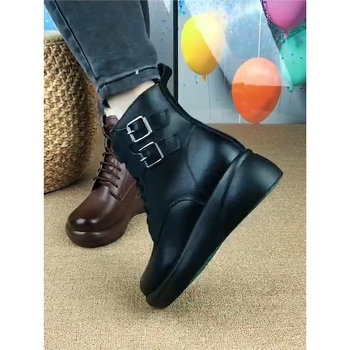 Cizme de zăpadă din piele naturală din lână pentru femei, cizme de iarnă cu căptușeală din fleece, talpă groasă, calde, antiderapante, din bumbac, pantofi mari din bumbac din nord-est